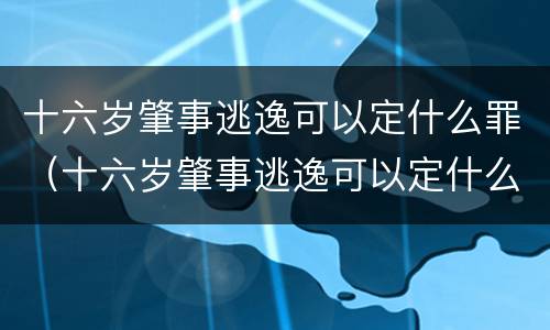 十六岁肇事逃逸可以定什么罪（十六岁肇事逃逸可以定什么罪行）