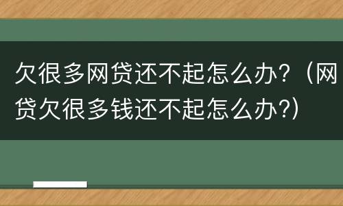欠很多网贷还不起怎么办?（网贷欠很多钱还不起怎么办?）