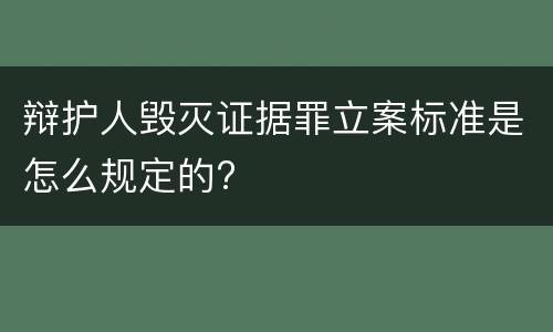 辩护人毁灭证据罪立案标准是怎么规定的?