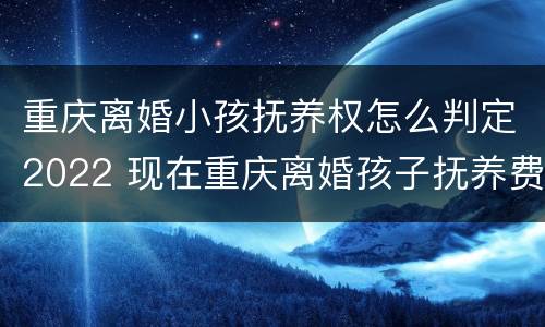 重庆离婚小孩抚养权怎么判定2022 现在重庆离婚孩子抚养费一般多少钱