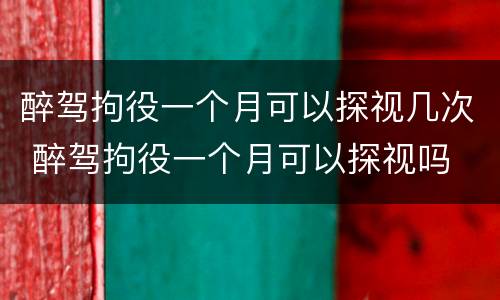 醉驾拘役一个月可以探视几次 醉驾拘役一个月可以探视吗