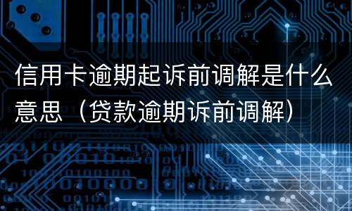 信用卡逾期起诉前调解是什么意思（贷款逾期诉前调解）