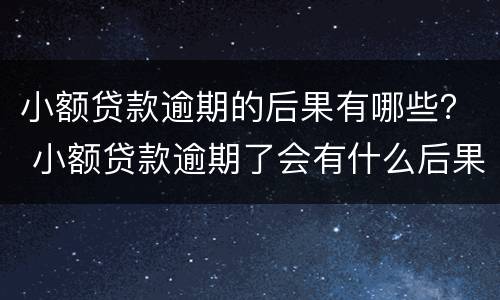 小额贷款逾期的后果有哪些？ 小额贷款逾期了会有什么后果