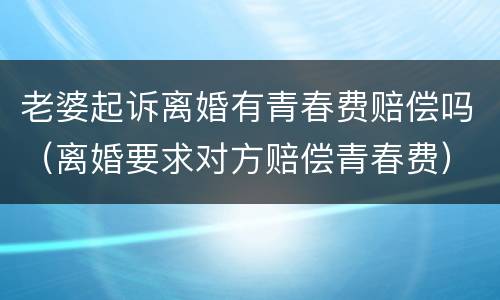 老婆起诉离婚有青春费赔偿吗（离婚要求对方赔偿青春费）