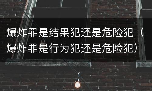爆炸罪是结果犯还是危险犯（爆炸罪是行为犯还是危险犯）