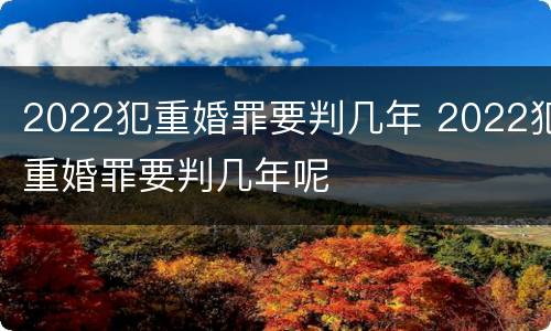 2022犯重婚罪要判几年 2022犯重婚罪要判几年呢