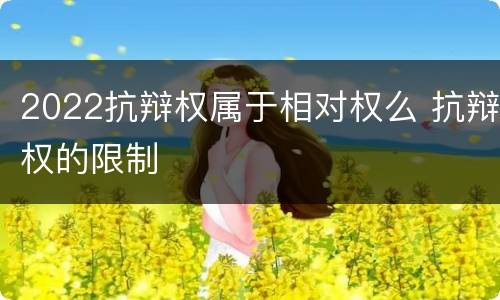 2022抗辩权属于相对权么 抗辩权的限制