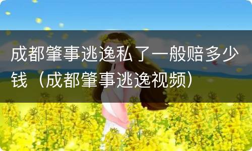 成都肇事逃逸私了一般赔多少钱（成都肇事逃逸视频）