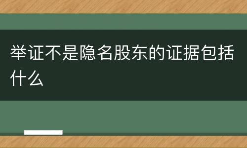举证不是隐名股东的证据包括什么