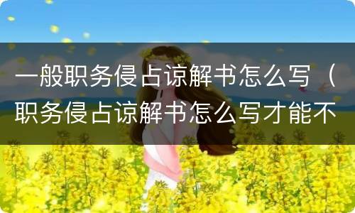 一般职务侵占谅解书怎么写（职务侵占谅解书怎么写才能不追究刑事责任）