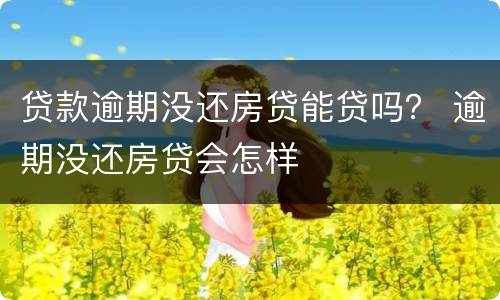 贷款逾期没还房贷能贷吗？ 逾期没还房贷会怎样