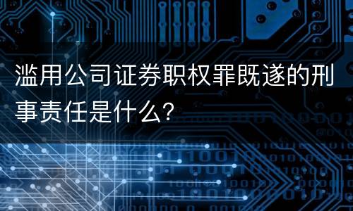 滥用公司证券职权罪既遂的刑事责任是什么？