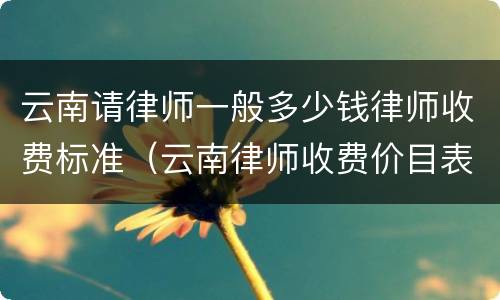 云南请律师一般多少钱律师收费标准（云南律师收费价目表）