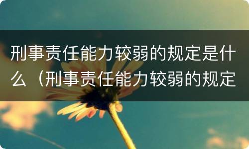 刑事责任能力较弱的规定是什么（刑事责任能力较弱的规定是什么原则）