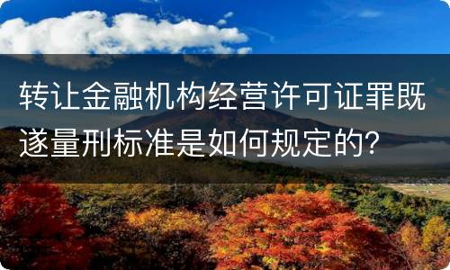 转让金融机构经营许可证罪既遂量刑标准是如何规定的？