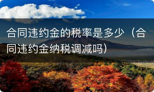合同违约金的税率是多少（合同违约金纳税调减吗）
