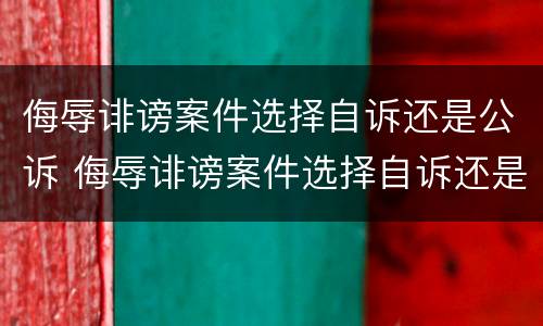 侮辱诽谤案件选择自诉还是公诉 侮辱诽谤案件选择自诉还是公诉呢