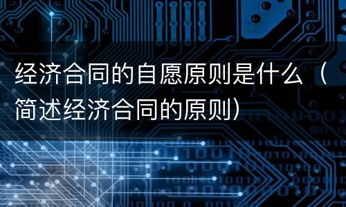 经济合同的自愿原则是什么（简述经济合同的原则）