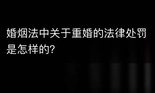 婚烟法中关于重婚的法律处罚是怎样的？