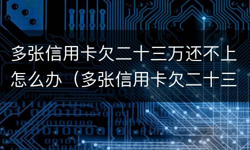 多张信用卡欠二十三万还不上怎么办（多张信用卡欠二十三万还不上怎么办呢）