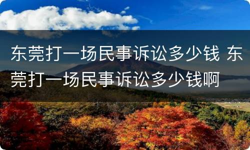 东莞打一场民事诉讼多少钱 东莞打一场民事诉讼多少钱啊