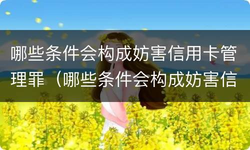 哪些条件会构成妨害信用卡管理罪（哪些条件会构成妨害信用卡管理罪行为）
