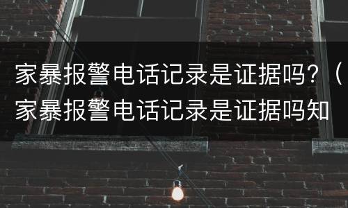 家暴报警电话记录是证据吗?（家暴报警电话记录是证据吗知乎）