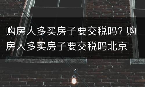 购房人多买房子要交税吗? 购房人多买房子要交税吗北京