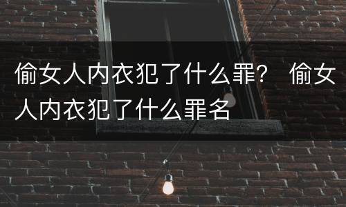 偷女人内衣犯了什么罪？ 偷女人内衣犯了什么罪名