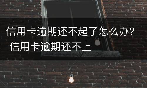 信用卡逾期还不起了怎么办？ 信用卡逾期还不上