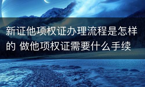 新证他项权证办理流程是怎样的 做他项权证需要什么手续