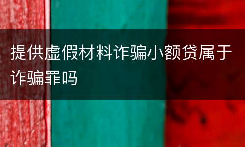 提供虚假材料诈骗小额贷属于诈骗罪吗