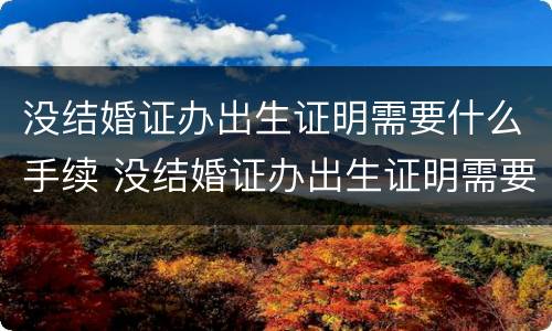 没结婚证办出生证明需要什么手续 没结婚证办出生证明需要什么手续和证件