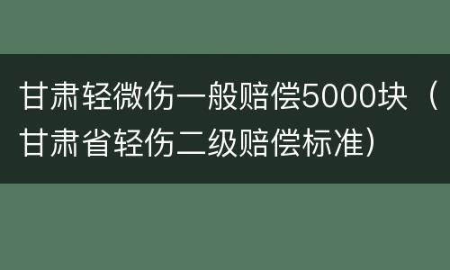 甘肃轻微伤一般赔偿5000块（甘肃省轻伤二级赔偿标准）