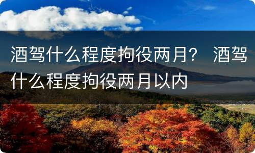 酒驾什么程度拘役两月？ 酒驾什么程度拘役两月以内