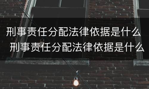 刑事责任分配法律依据是什么 刑事责任分配法律依据是什么规定