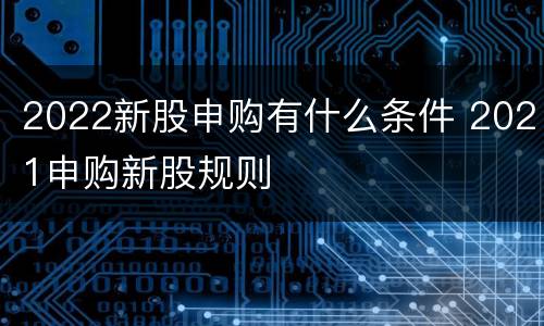 2022新股申购有什么条件 2021申购新股规则