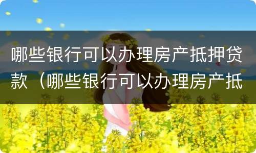 哪些银行可以办理房产抵押贷款（哪些银行可以办理房产抵押贷款业务）