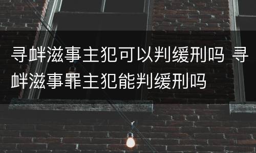寻衅滋事主犯可以判缓刑吗 寻衅滋事罪主犯能判缓刑吗