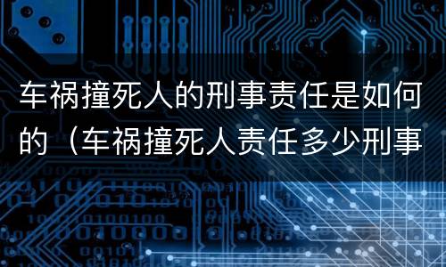 车祸撞死人的刑事责任是如何的（车祸撞死人责任多少刑事）