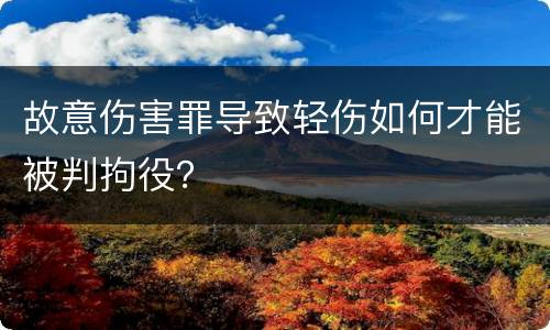 故意伤害罪导致轻伤如何才能被判拘役？