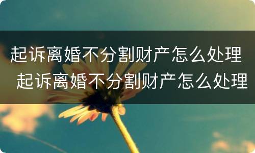 起诉离婚不分割财产怎么处理 起诉离婚不分割财产怎么处理好