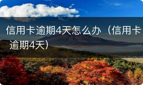 信用卡逾期4天怎么办（信用卡 逾期4天）