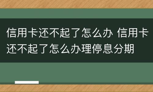 信用卡还不起了怎么办 信用卡还不起了怎么办理停息分期