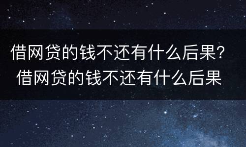 借网贷的钱不还有什么后果？ 借网贷的钱不还有什么后果