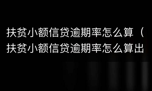 扶贫小额信贷逾期率怎么算（扶贫小额信贷逾期率怎么算出来的）