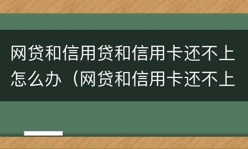 网贷和信用贷和信用卡还不上怎么办（网贷和信用卡还不上有什么后果）