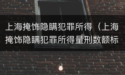 上海掩饰隐瞒犯罪所得（上海掩饰隐瞒犯罪所得量刑数额标准）