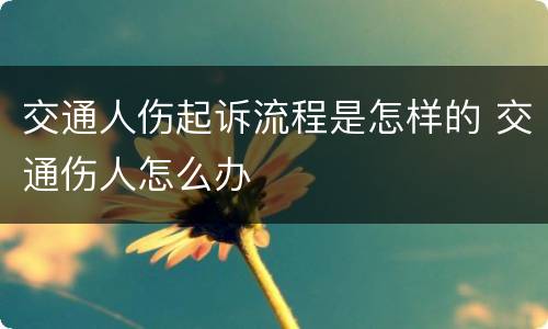 交通人伤起诉流程是怎样的 交通伤人怎么办