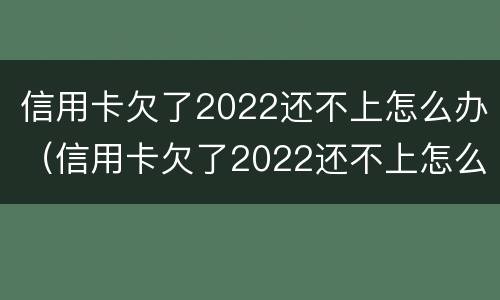 信用卡欠了2022还不上怎么办（信用卡欠了2022还不上怎么办呀）
